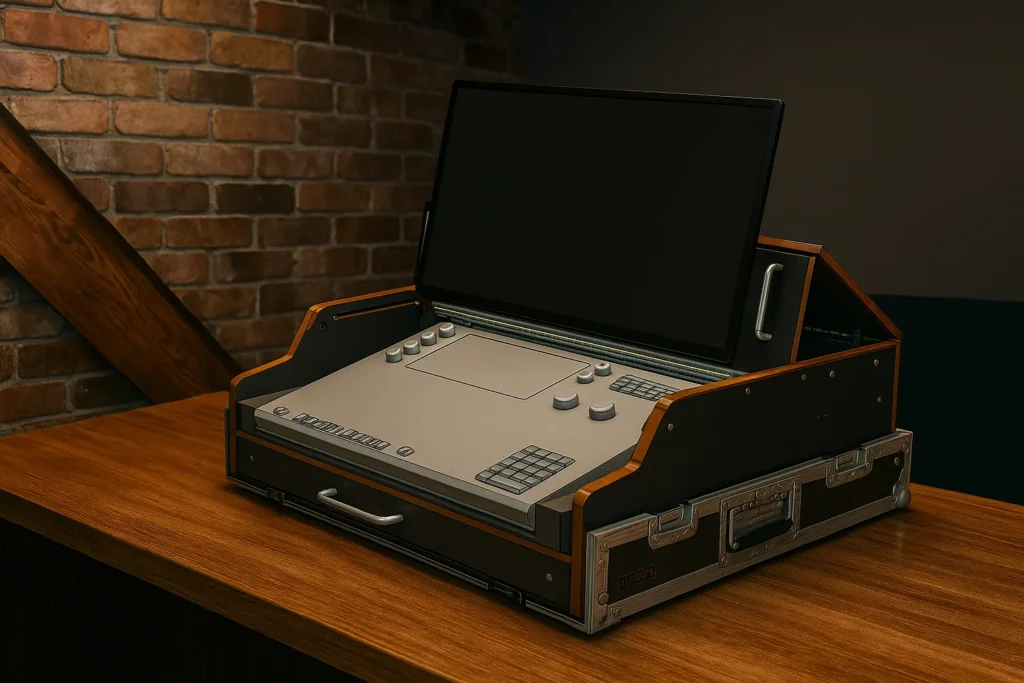 Lighting control console case desktop workstation with screen