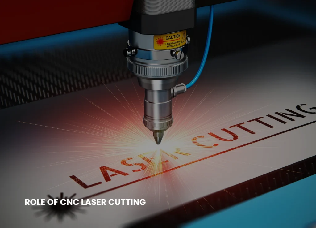cnc laser cutting machine cutting a metal sheet engraving a text
