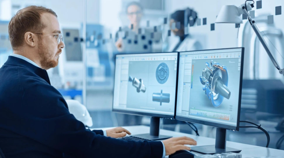 man working on a computer using CAD software. a man providing cad automation services