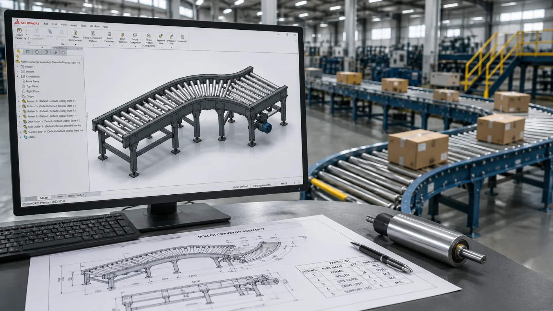 Roller Conveyor CAD Model